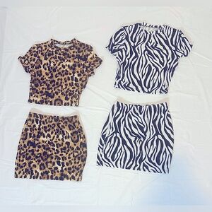 Animal Print Crop Tops and Skort Sets